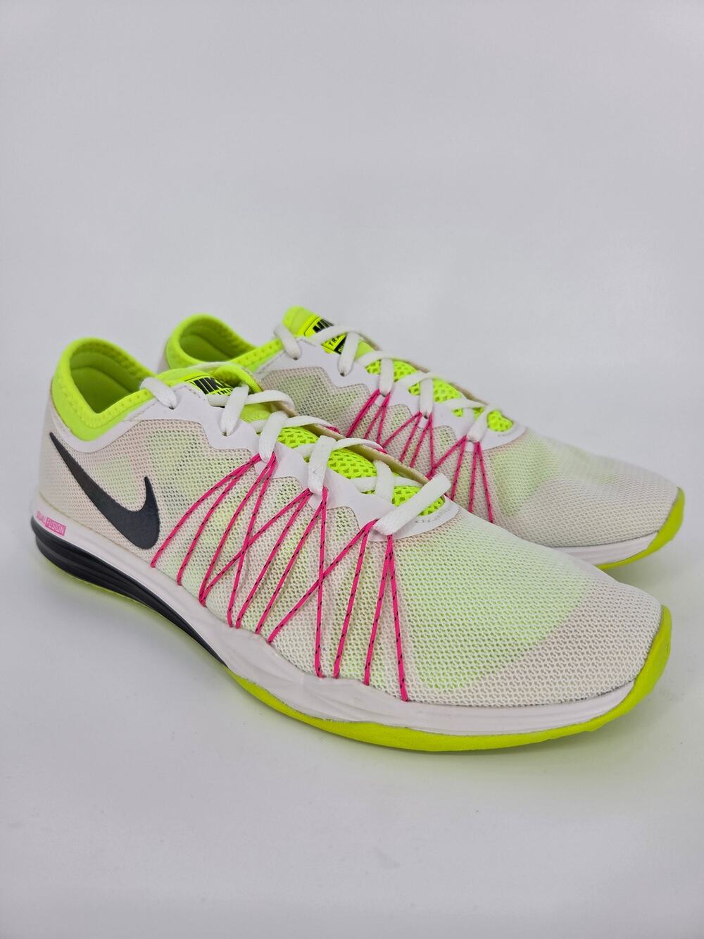 NEW Nike Women's Dual Fusion TR HIT OC NEON Yellow Pink Running Shoe US Size 10